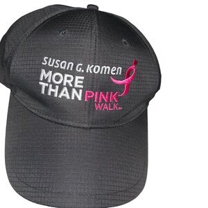 MORE THAN PINK Susan G Komen Breast Cancer pink walk team captain black cap hat